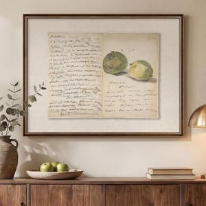 Framed Vintage Neutral Wall Art, Retro French Country Canvas Print Artwork for Walls, Rustic Antique Cottage Core Picture for Farmhouse Living Room Dining Room Bedroom Office Wall Decor, 24x18 Inch