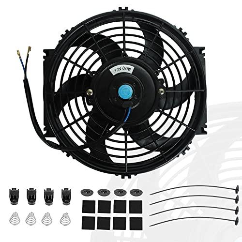 10" inch Slim Fan Push Pull Electric Radiator Cooling Fans 12V Mount Kit Unversal Black