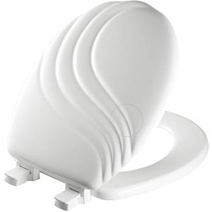 Mayfair 27EC 000 Swirl Sculptured Molded Wood Toilet Seat with Lift-Off Hinges, Round, White