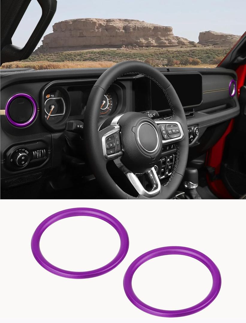 Savadicar HVAC Air Vent Trim Covers for 2024+ Jeep Wrangler (JL) & Gladiator (JT) - Upgrade Your Ride Style with 2 Pcs ABS Dashboard AC Vent Accents, Premium Interior Accessories, Purple (Aluminum alloy)