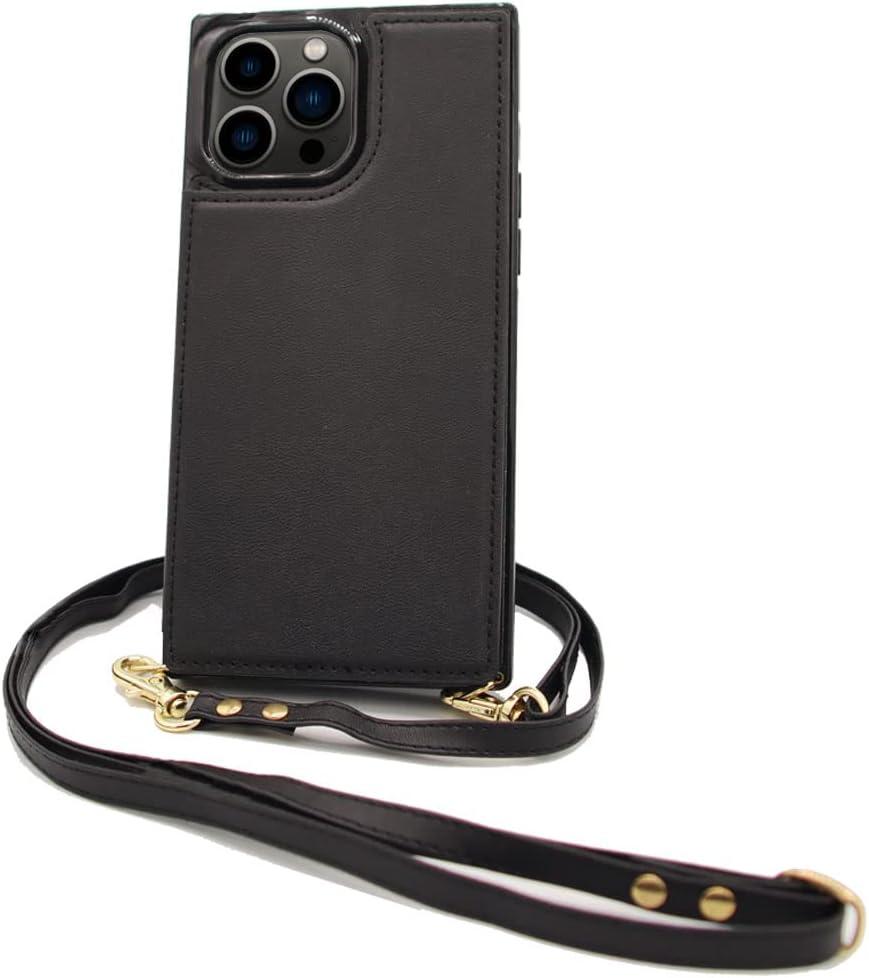 Wallet Case Compatible with iPhone 15 Pro Max, Crossbody Case RFID Blocking Card Holder Magnetic Flip Folio Purse, Shockproof Leather Strap Case Cover for iPhone 15 Pro Max 6.7'' 2023 Black