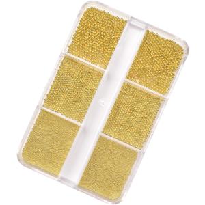 Mini Nail Art Stainless Steel Beads Nail Art Decorations Nail Art Charms, Gold Small Caviar Nail DIY Beads Nail Jewelry for Nail Salons and Home Use
