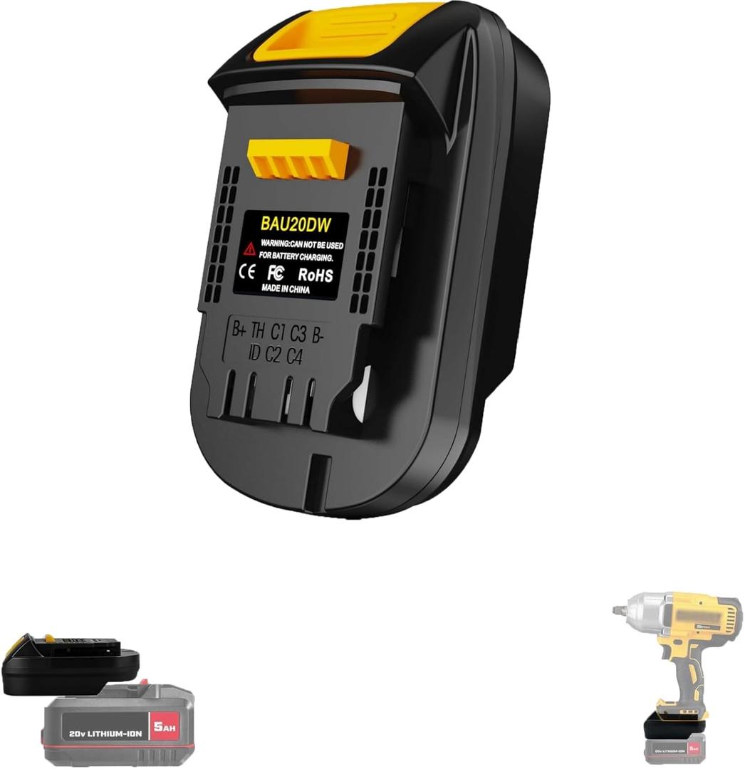 for Bauer to for Dewalt 20V Battery Adapter, Compatible with Bauer 20V Lithium Battery, Works with DeWalt 20V Lithium Power Tools
