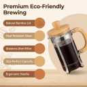 Sivaphe 12 oz French Press Coffee/Tea Maker Single Cup Espresso Press Stainless Steel Filter 0.35L High Borosilicate Carafe Durable Bamboo Handle Small Coffee Maker