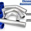 2.5 Inch Universal Turbo Intercooler Pipe Chrome Aluminum T - Clamps + Silicone Hoses Compatible with Most Cars/SUVs/Trucks