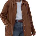 Faux Suede Jacket Women Fall Fashion 2025 Leather Jackets Long Sleeve Button Down Winter Coats Shackets Outerwear L