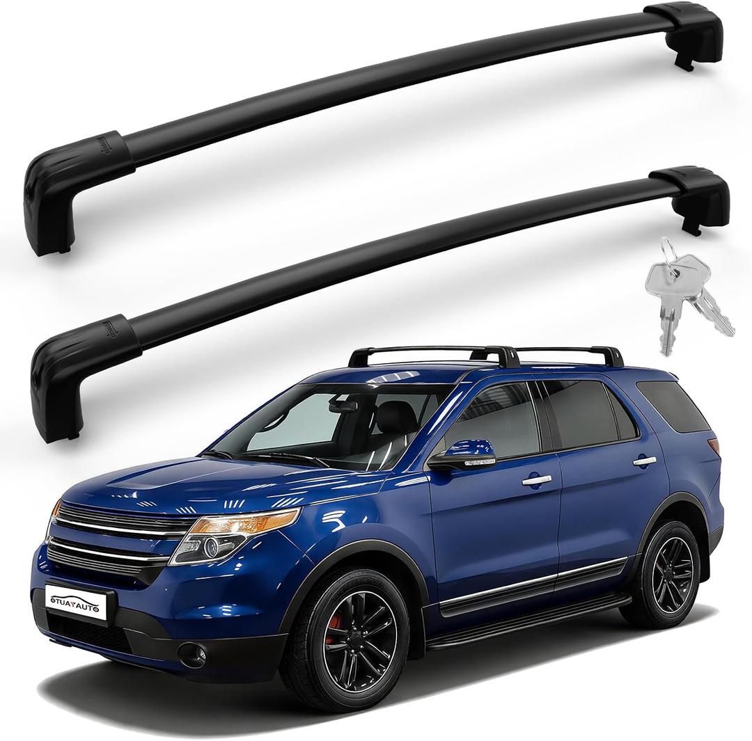 OTUAYAUTO Lockable Roof Rack Cross Bars - Compatible with Ford Explorer 2020 2021 2022 2023 2024 2025 2026, Aluminum Heavy Duty Anti-Theft 220lbs Roof Crossbars for Luggage Racks Bike Kayak Snowboard