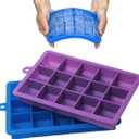 AYI&AYEE Silicone Ice Cube Trays with Lids - 2 Pack - 15 Cavities 1 2/5 inch (2 tbsp / 30ml / 1 fl oz) Square Ice Cubes Baking Molds - BPA free - Easy Release - for Juice, Baby Food, Chocolate & More