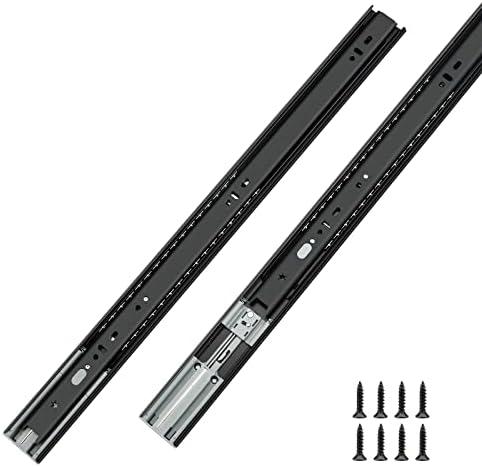 LONTAN 1 Pair Heavy Duty Soft Close Drawer Slides 22" Ball Bearing Drawer Rails Black Heavy Duty 100 LB Capacity Full Extension Cabinet Rails