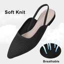 Slingback Flats for Women Pointed Toe Flats Breathable Knit Comfortable Dressy Casual for Work Office Ballet Flats (8.5, Black)