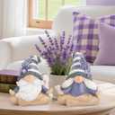 Hodao 2PCS Zen Lavender Meditation Gnomes Figurines Set- Yoga Themed Inspired Home Table & Shelf Decor for Relaxation & Serene Living Spaces Yoga Lavender Decor Retirement Gifts for Women (Grey-3)