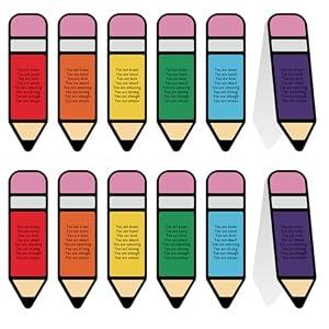 Skyygemm 48 Pcs End of Year Student Gifts Bulk Inspirational Rainbow Bookmarks 5.5'' Positive Affirmation Pencil-Shaped Bookmarks Motivational Page Markers for Teacher Graduation Reading Lovers