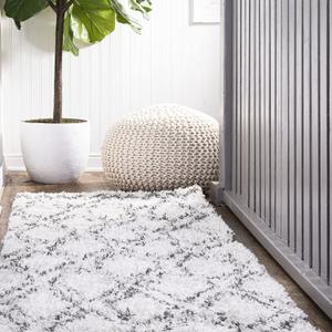 JONATHAN Y SHG103A-28 Soller Diamond Trellis Shag Indoor Area -Rug Bohemian Contemporary Modern Geometric Easy -Cleaning High Traffic Bedroom Kitchen Living Room Non Shedding, 2 X 8, Beige/Dark Gray (2'3" x 8' (Rectangular))