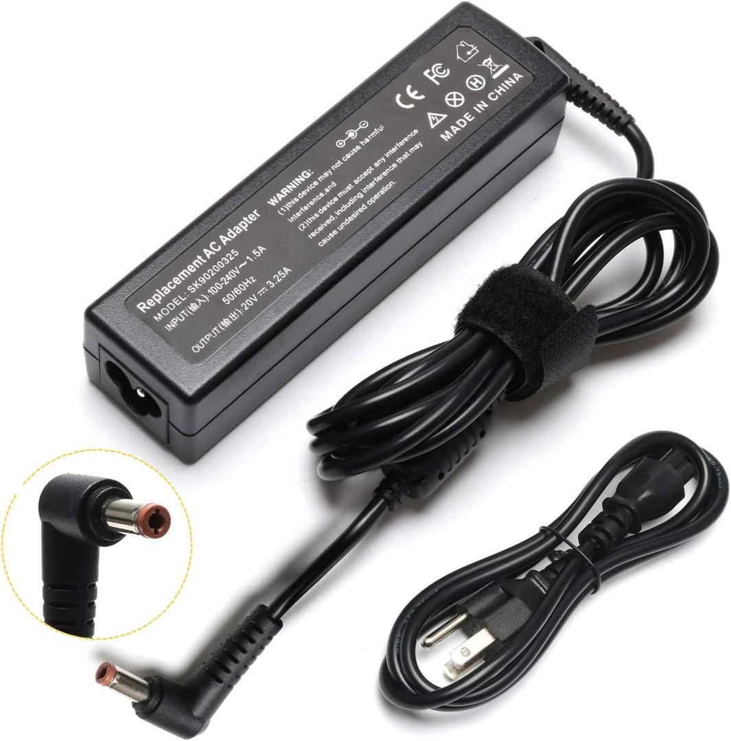65W 20V 3.25A Laptop Charger Compatible for Lenovo G570 B570 B575 G575 B470, IdeaPad N585 N580 P500 Z580 Z585 N586 ADP-65KH B CPA-A065 PA-1650-37LC 36001651 Adapter Power Supply Cord