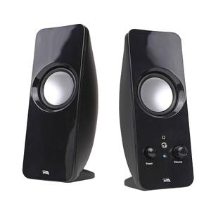 Cyber Acoustics CA-2050 2.0 Speaker System, 3.5mm Stereo Multimedia Desktop Computer Speaker, Separate headphone output, volume control, power on and off (CA-2050)