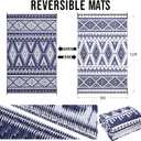 OLANLY Outdoor Rug Waterproof 9x12 ft, Reversible Outdoor Plastic Straw Rug, Boho Patio Rug, Indoor Outdoor Carpet, RV Mat Outside for Patio, Camp, Picnic, Balcony, Deck, Backyard, Navy & White