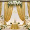 10ft x 10ft Gold Sequin Backdrop Curtain for Parties, Wrinkle Free Thick Glitter Photo Backdrop Drapes 2 Panels 5x10FT Shimmer Back Drop Cloth Shiny Fabric for Wedding Birthday Photography Background