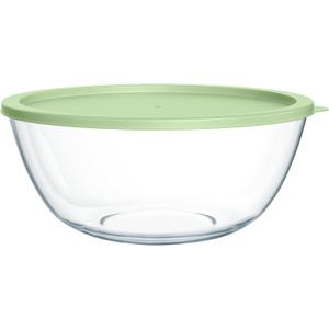 Extra Large Glass Mixing Bowls Clear Glass Salad Cooking Bowls for Kitchen Salad Bread Storage (4.7Qt)