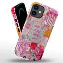 Compatible with iPhone 15 Plus,Anti-Scratch Frosted Case Cover,Pink Zebras Collage