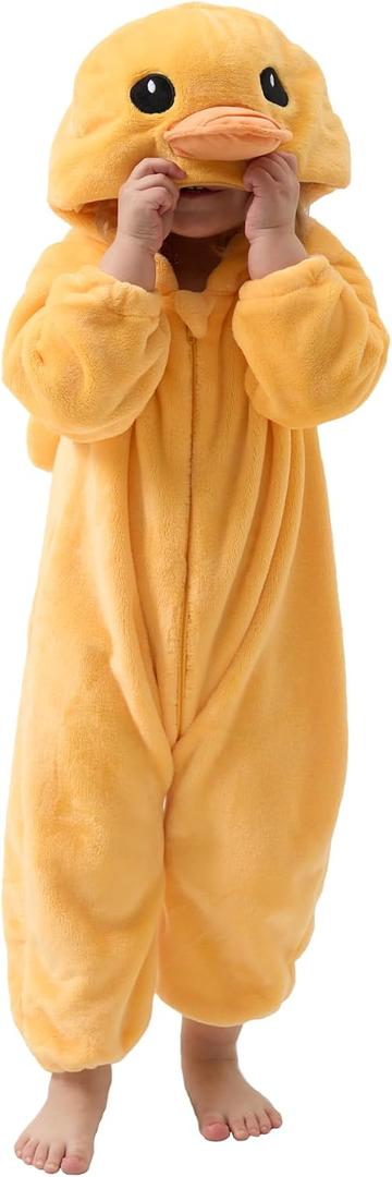 Unisex Baby Animal Onesie Pajamas,Infant Flannel Halloween Cosplay Costume, Toddler Christmas Homewear/Sleepwear (Yellow)