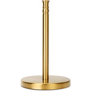 Paper Towel Holder, Stainless Steel Heavy Base (2LBS in Weight, and 6.7inch in Diameter), Gold Brushed Finish, Paper Towel Holder Countertop, Ripping Paper Towel Off One-Handed, No Wobbly