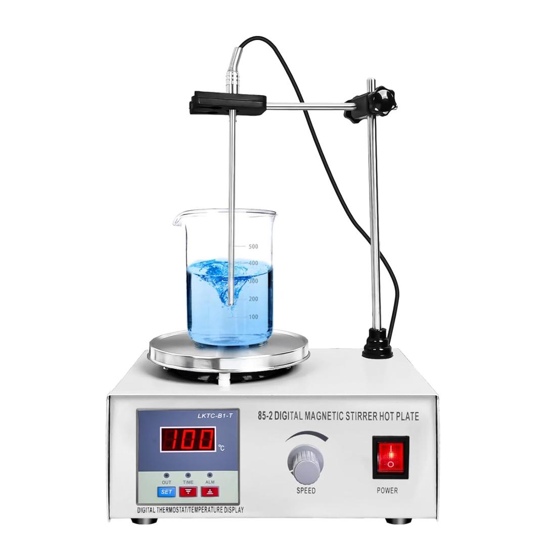 Vevitts 85-2 Magnetic Stirrer Hot Plate with Stir Bar, LED Digital Display, 0-2600RPM Adjustable, Lab Heating Mixer for Liquid Stirring