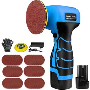 16.8V Cordless Electric Sander with 36PCS Sandpapers, 3500 RPM, 3.0Ah Battery, Lightweight & Compact Design for Wood, Metal, Paint Removal, and DIY Projects (Blue/Black)