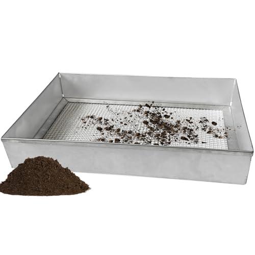 2 x Large Steel Soil Sifter(17.5 x 12.5 inches),Dirt Sifter,Rock Sifter,Compost Sifter for Gardening, Garden Sieve for Compost Dirt Rocks Pellet Gravel Sand Leaves with 1/4" Mesh