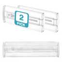Biytyc Clear Drawer Organizer,Adjustable Long Drawer Divider for Closet &Kitchen,Transparent Plastic Storage partition with Label Holder,7.5''D×80''W×11.81''H,Space Saving Clothes Separator