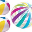 Big Beach Ball Set for Summer, Rainbow Beach Balls for Swimming at The Pool or Beach, Set of 3