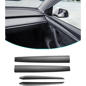 Matte Carbon Fiber Dashboard Cover and Front Door Cover Compatible with Tesla Model 32021-2023 and Model y2019-2024 (Matte Carbon Fiber)