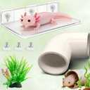 4 Pcs Axolotl Tank Accessories, Hammock with Hide Tube and Silk Plants, Aquarium Accessories for Tank, Tank Starter Kit for Axolotl Aquarium(11.8 * 5.9in)