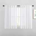 NICETOWN White Sheer Curtains 54 inch Length for Nursery, Rod Pocket & Back Tab Linen Blend Window Treatments Semi Sheer Privacy with Light Filter for Kids Room, W52 x L54, 2 Panels
