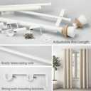 Nordic Style White Double Curtain Rod Set with Decorative Finials, 36-72 inch, Standard Double Drapery Rod for 1 Pack, 1 Inch diameter, Adjustable Length