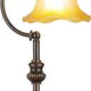 RORIA Touch Farmhouse Table Lamp for Living Room, 3-Way Dimmable Rustic Nightstand Lamp with USB A+C Ports, Vintage Retro Lamp for Bedroom End Table with Amber Glass Shade, LED Bulb Included (Bronze)