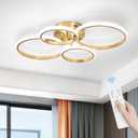 Sovinzert Dimmable Modern LED Ceiling Light, 4 Rings 3000K-6000K LED Gold Close to Ceiling Light, Flush Mount Ceiling Lights Fixture for Bedroom, Kitchen, Laundry Room,Office