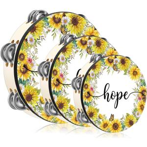 3 Pcs Hope Tambourines for Adults Church Christian Dance Tambourine Double Row Jingle Bible Hand Bell Clap Drum for Church Pray Party Percussion Musical Instrument