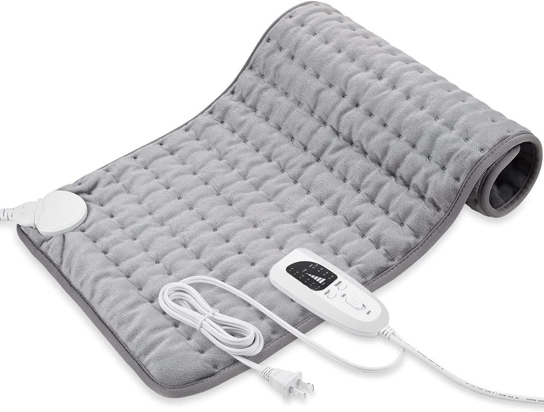 Deepsoon Heating Pad,Electric Heating Pads for Back,Neck,Abdomen,Moist Heating Pad for Shoulder,Knee,Arms,Legs,Dry/Moist Heat & Auto Shut Off,Christmas Gifts for Men and Women, Silver, 24x12 Inch