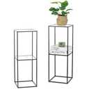 NUPTIO Black Plant Stand Centerpiece: 2 Pcs 31.5" Tall Cylinder Pedestal Stand with 2 Tiers Acrylic Panel Flower Display Stand for Wedding Party Decoration