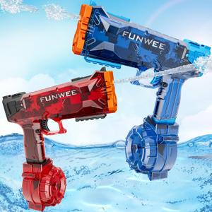 Funwee 2 Pack Electric Water Guns, Full Automatic Electric Squirt Gun High Capacity 500+ Water Blasts, Long Range Water Pistol Blaster Soaker, Summer Outdoor Pool Auto Water Toy for Adult Kid (Light Blue+red)