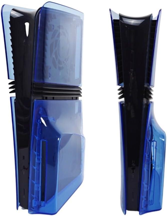 Transparent Console Case for PS5 Pro Disc Edition Hard Faceplate Transparent Protector Console Protective Shell Accessories (Translucent Blue)