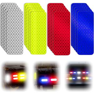 20 Pcs Super Reflection Reflective Stickers, Safety Reflective Tape for Car Bike Mailbox Helmet, White Yellow-Green Red Blue Reflective Tape Outdoor Waterproof, 3.15" X 1.18"