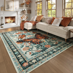 Uphome Area Rugs 8x10 Clearance Green Rug, Butterfly Floral Living Room Rugs, Boho Soft Washable Bedroom Rugs, Modern Non-Slip Stain Resistant Accent Rug for Dining Room Kids Playroom Home Office, Beige Uphome Area Rugs 8x10 Clearance Green Rug, Butterfly Floral Living Room Rugs, Boho Soft Washable Bedroom Rugs, Modern Non-Slip Stain Resistant Accent Rug for Dining Room Kids Playroom Home Office, Beige