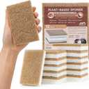 Metflavor 12 Pack Natural Kitchen Sponges, Biodegradable Non-Scratch Cellulose Sponge with Coconut Scrubber for Dishes, Compostable, Non Toxic Cleaning Sponges for Kitchen, Bathroom, Household