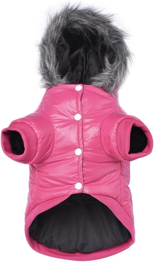 LESYPET Dog Coat for Small Dogs, Windproof Doggie Puffer Jacket with Leash Hole, Extra Warm Dog Jacket Winter Coat, Pink M