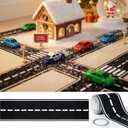 6 Pcs Christmas Race Party Decorations 39"x4" Racetrack Felt Roadway Mat for Cars with Double-Sided Tape, Christmas Village Road for Wall Floor Decoration, Car Themed Birthday Decor