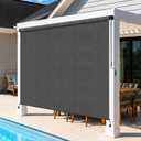 Outdoor Roller Shades for Patio, 8' W x 8' H Cordless Patio Shades Roll Up Outdoor Blinds with Splicing Design, 90% UV Protection for Porch Gazebo Pergola, 2 Poles & 1 Fabric, Gray, 96"W x 96"H