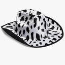 Zodaca Cow Print Cowboy Hat for Men, Women, Western Cowgirl Hat for Halloween Costume, Birthday Party (Unisex, Adult Size, Black)