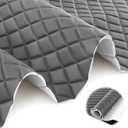 SmoothNovelty 1.1 Yards Diamond Quilted Vinyl Headliner Material 55 in Wide Faux Leather with Foam Backed 2" x 3" Diamonds Pattern Fabric for Car Furniture Upholstery(Dark Gray)
