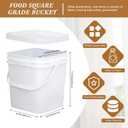 Mumufy 5 Pcs 3.5 Gallon Square Food Grade Bucket with Lid, White